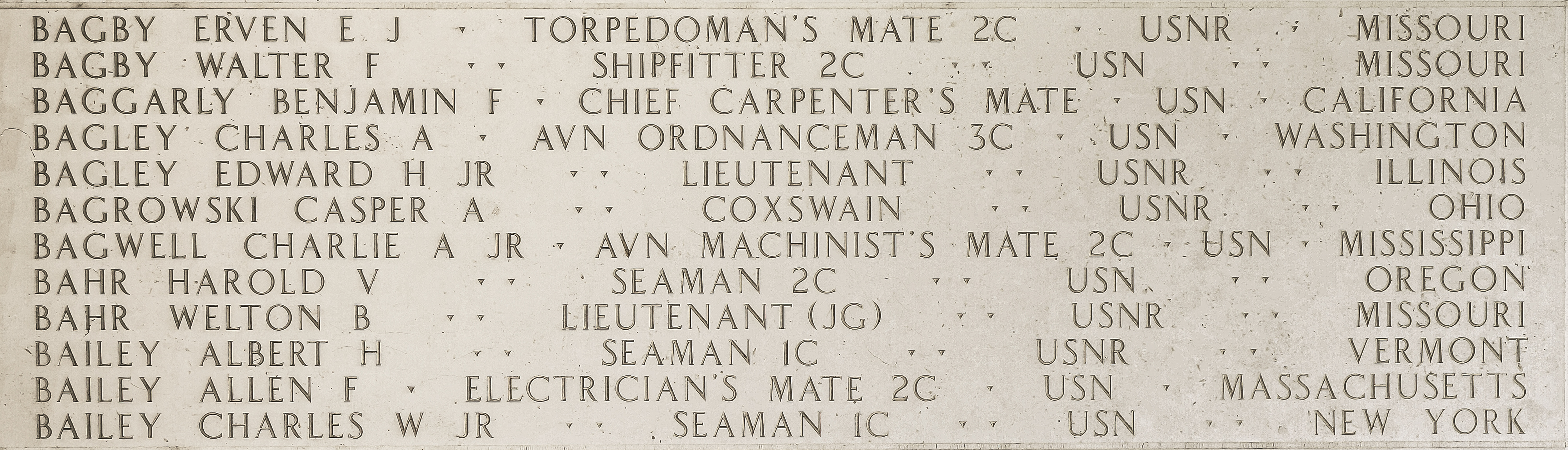 Erven E. J. Bagby, Torpedoman's Mate Second Class
